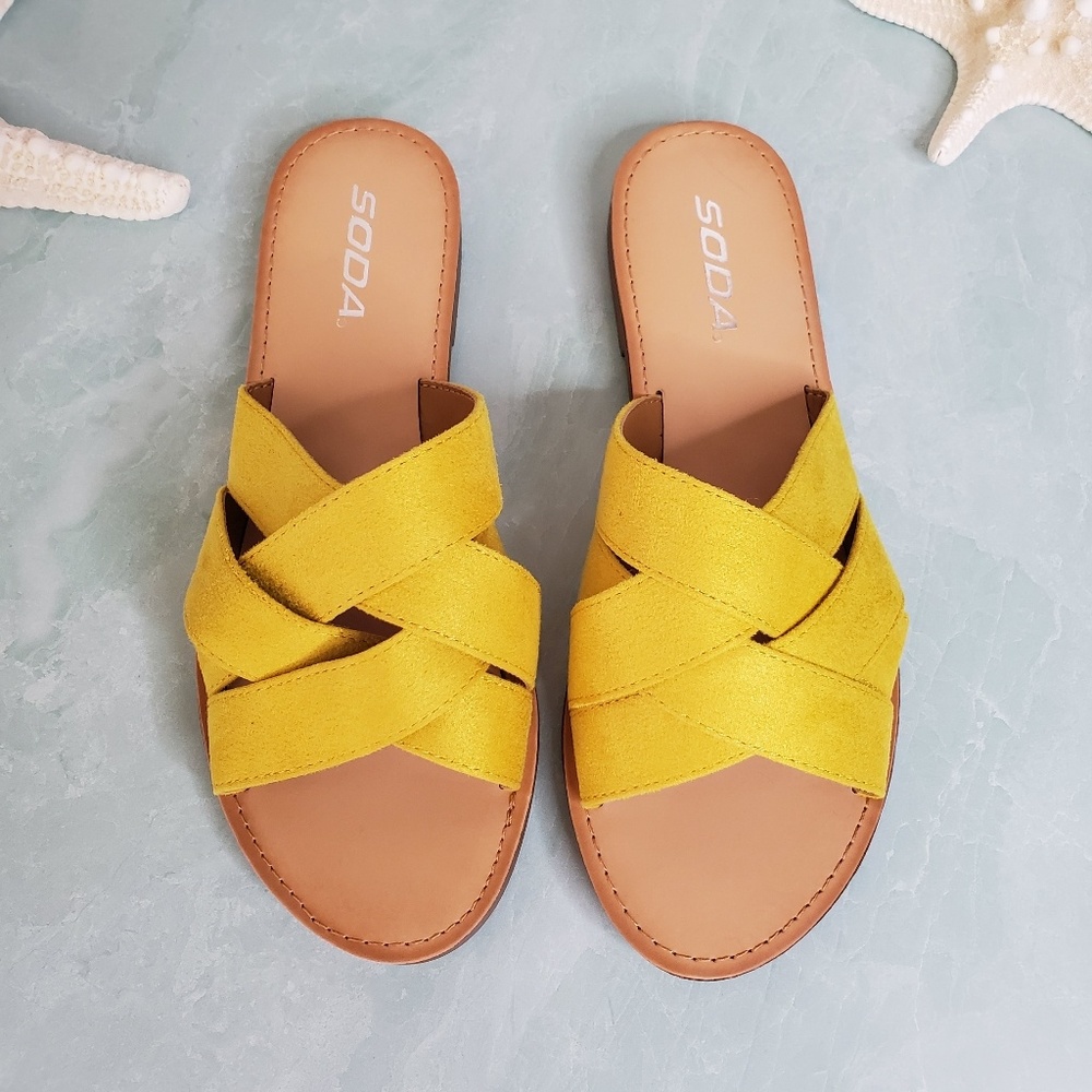 NEW Yellow Soda Slip on Sandals - Picture 7 of 7